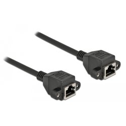 Delock Netzwerk Verlängerungskabel S/FTP RJ45 Buchse zu RJ45 Buchse Cat.6A 50 cm schwarz