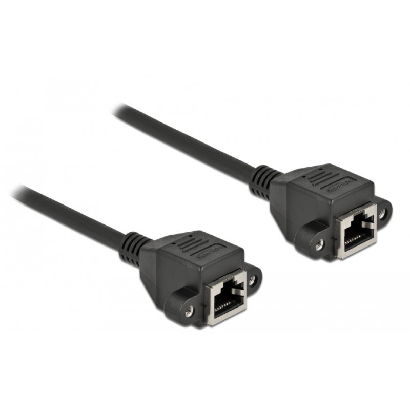 DeLOCK Rallonge de réseau S/FTP RJ45 femelle à RJ45 femelle, Cat.6A, 50 cm, noir