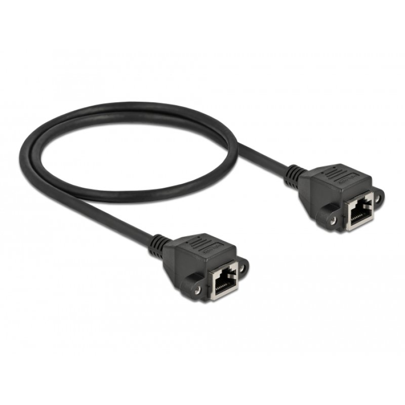 DeLOCK Rallonge de réseau S/FTP RJ45 femelle à RJ45 femelle, Cat.6A, 50 cm, noir