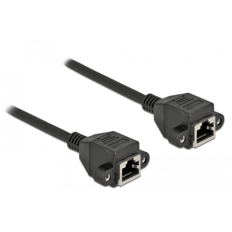 Delock Netzwerk Verlängerungskabel S/FTP RJ45 Buchse zu RJ45 Buchse Cat.6A 2 m schwarz
