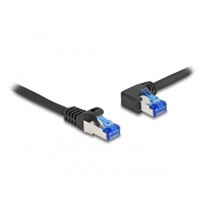 DeLOCK RJ45 Network Cable Cat.6A S/FTP straight / left angled 3 m black