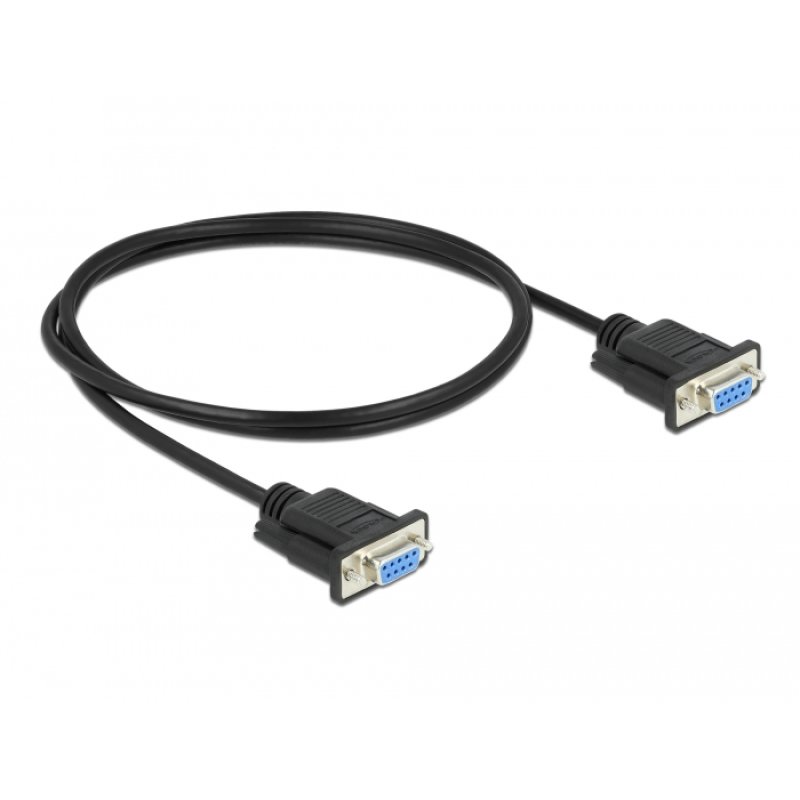 DeLOCK Serial Cable RS-232 D-Sub 9 female to female null modem with narrow plug housing - CTS / RTS auto control - 1 m