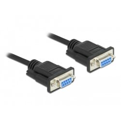 Delock RS-232 Kabel Seriell D-Sub 9 Buchse zu Buchse Nullmodem mit schmalem Steckergehäuse - CTS / RTS auto control -