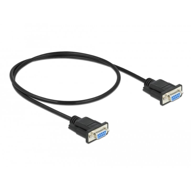 DeLOCK Serial Cable RS-232 D-Sub 9 female to female null modem with narrow plug housing - CTS / RTS auto control - 0.5 m