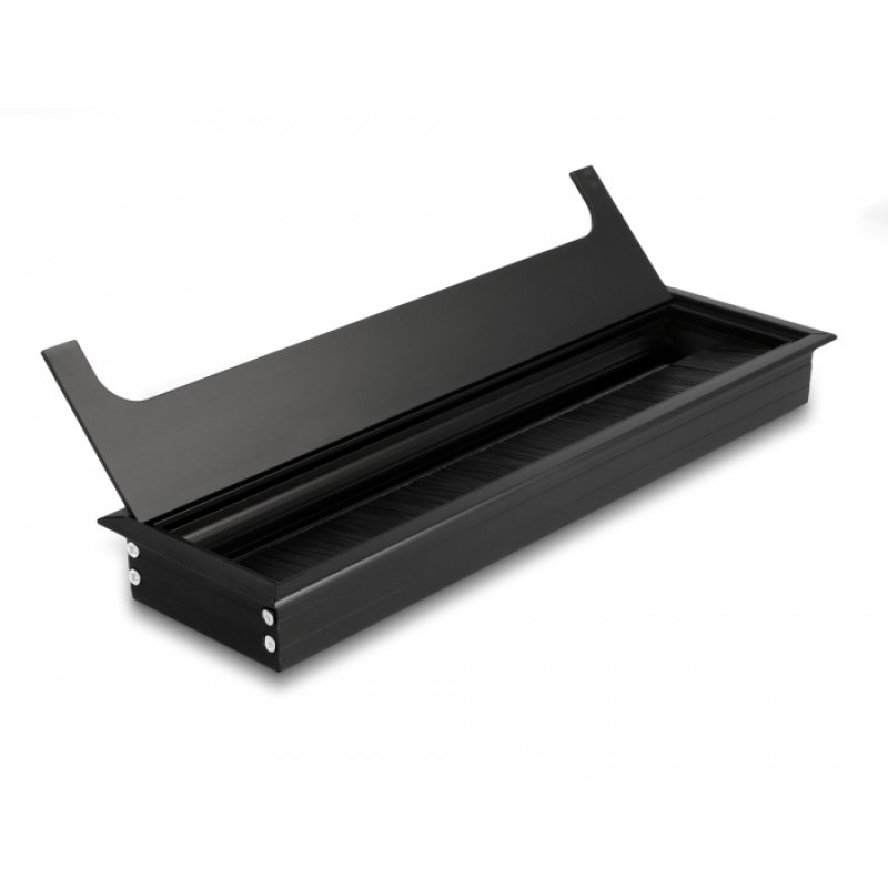 DeLOCK Passe-fil monté sur table avec brosse 280 x 80 x 28 mm, noir