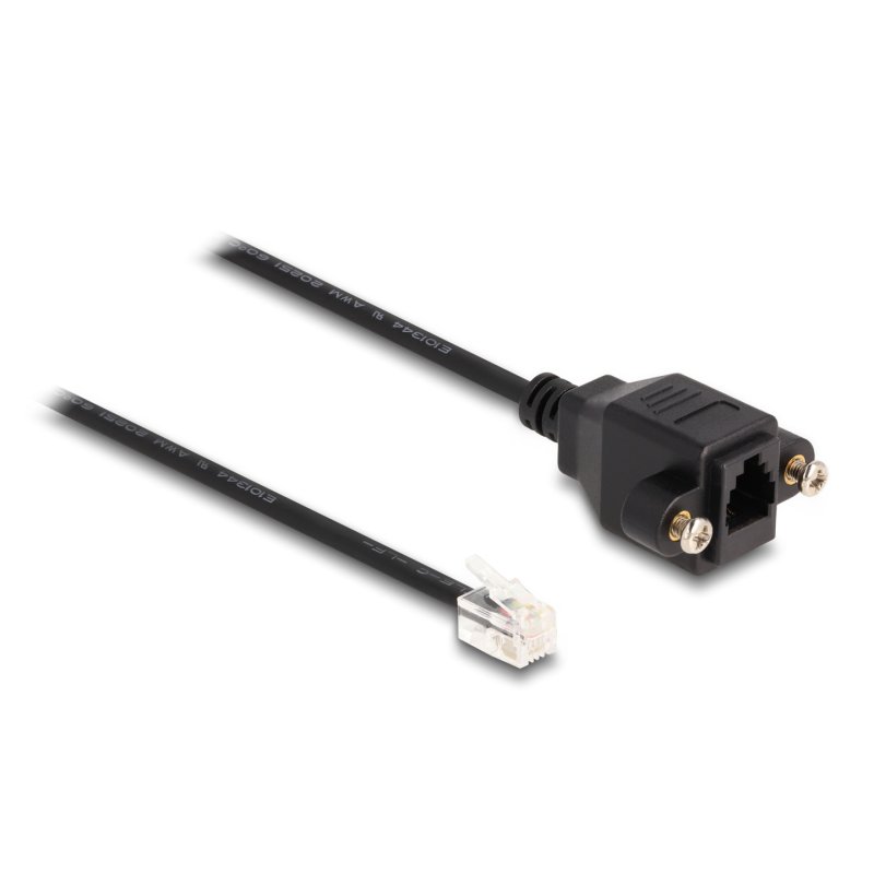 Delock Kabel RJ10 Stecker zu RJ10 Buchse zum Einbau 30 cm schwarz