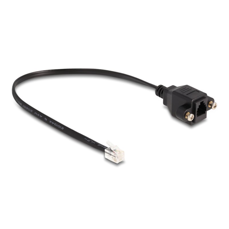 Delock Kabel RJ10 Stecker zu RJ10 Buchse zum Einbau 30 cm schwarz