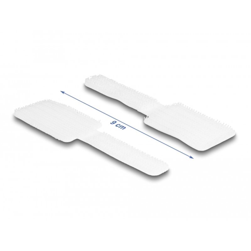 DeLOCK Mini porte-câble de scratch pour câble L 90 mm x l 24 mm, autoadhésif, 10 unités, blanc