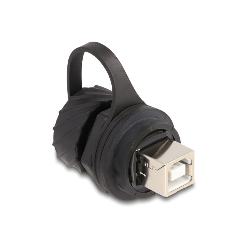 Delock Kabelverbinder USB 2.0 Typ-B Buchse zu Buchse zum Einbau mit Bajonett-Verschlusskappe IP68 staub- und