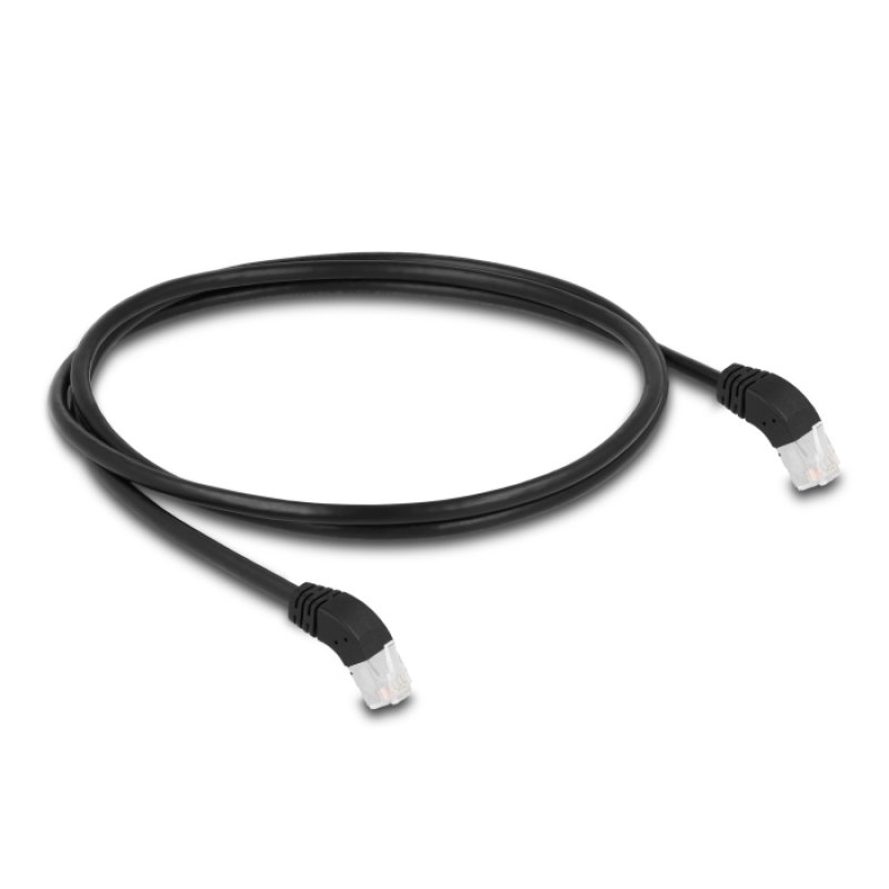 DeLOCK RJ45 Network Cable Cat.6A S/FTP 45° downwards angled 1 m black
