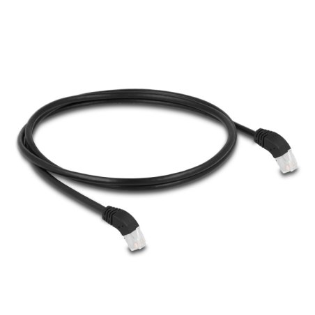 Delock RJ45 Netzwerkkabel Cat.6A S/FTP 45° nach unten gewinkelt 1 m schwarz
