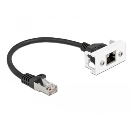 DeLOCK Network Extension Cable for Easy 45 Module S/FTP RJ45 plug to RJ45 jack Cat.6A 25 cm black