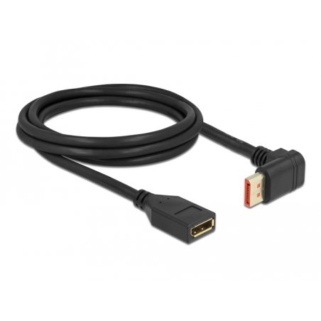Delock DisplayPort Verlängerungskabel Stecker 90° oben gewinkelt zu Buchse 8K 60 Hz 2 m
