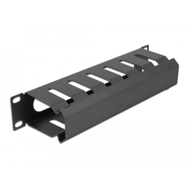 DeLOCK 10″ Cable Management Routing Panel with opening 1U black