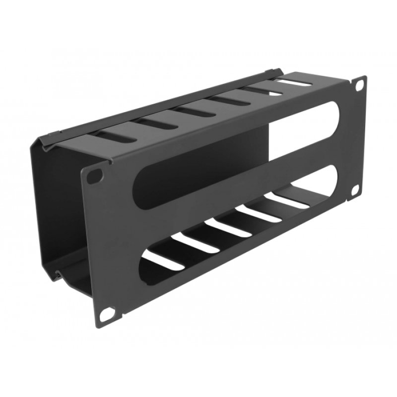 DeLOCK 10″ Cable Management Routing Panel with 2 openings 1U black