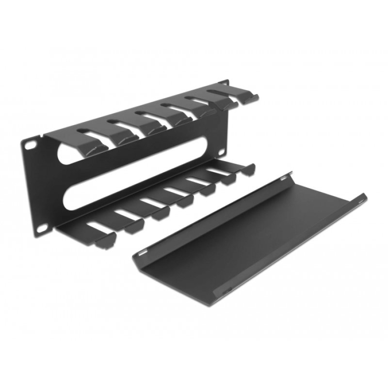 DeLOCK Goulotte 10″ de gestion des câbles avec 2 ouverture, 1 unité, noire
