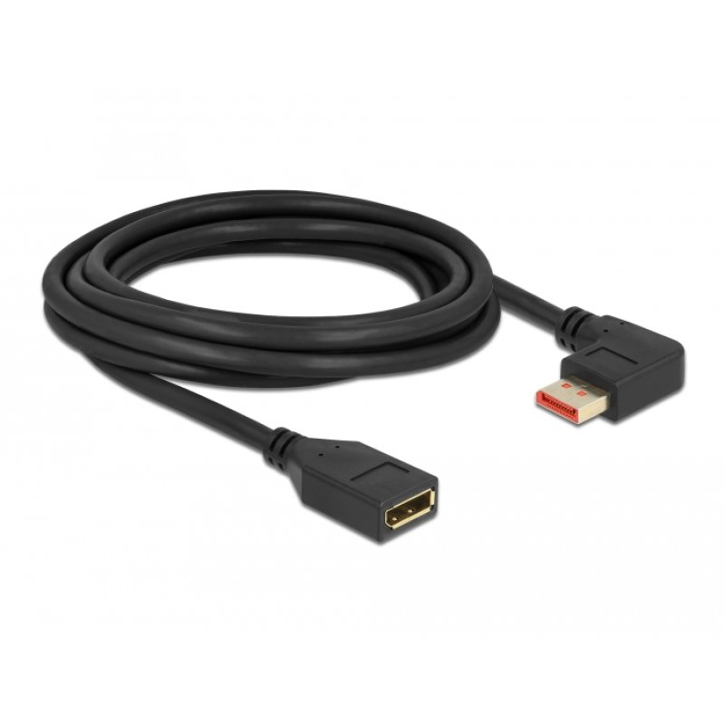 DeLOCK DisplayPort extension cable male 90° left angled to female 8K 60 Hz 3 m