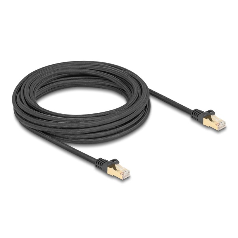 DeLOCK Câble de réseau RJ45 avec chemise tressée Cat.6A S/FTP mâle à mâle, 7,5 m, noir