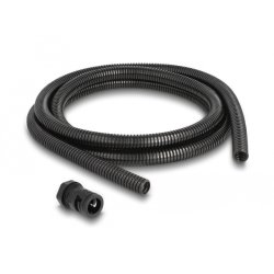 Delock Kabelschutzschlauch 2 m x 13 mm mit 2 x PG9 Schlauchverschraubung Set schwarz