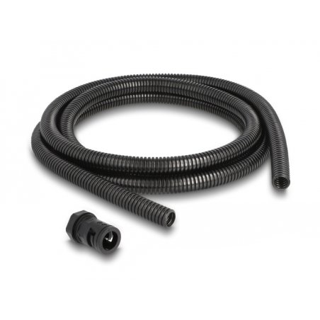Delock Kabelschutzschlauch 2 m x 13 mm mit 2 x PG9 Schlauchverschraubung Set schwarz