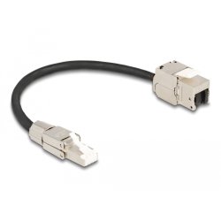 DeLOCK Câble RJ45 mâle pour assemblage sur site vers module RJ45 Keystone, femelle, Cat. 6A, 25 cm