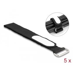 DeLOCK Hook-and-loop cable tie with loop and label tap L 305 x W 25 mm black 5 pieces
