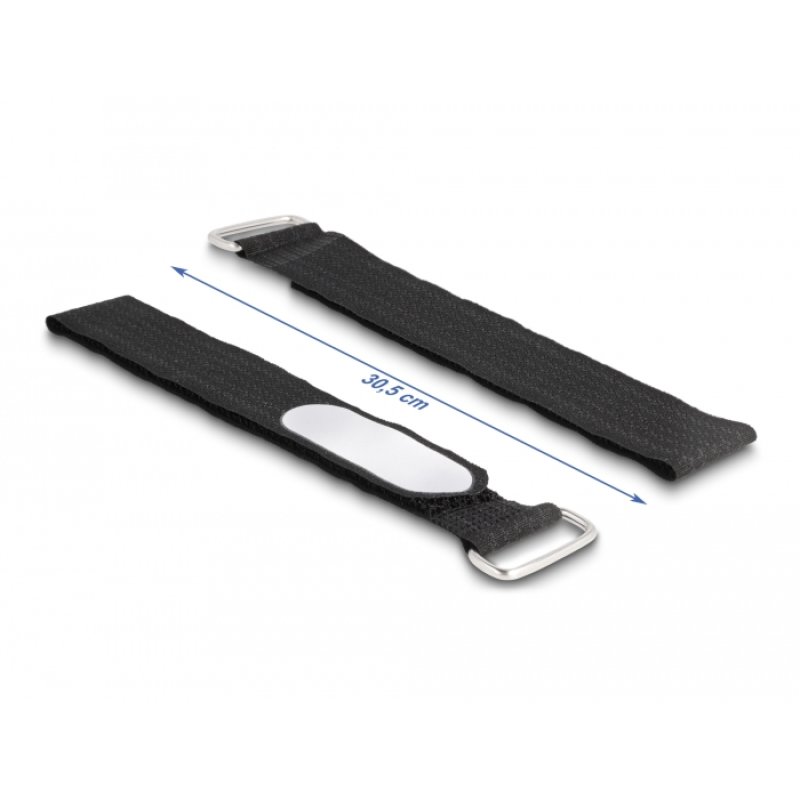 DeLOCK Hook-and-loop cable tie with loop and label tap L 305 x W 25 mm black 5 pieces