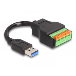 DeLOCK USB 3.2 Gen 1 Cable Type-A male to Terminal Block Adapter with push button 15 cm