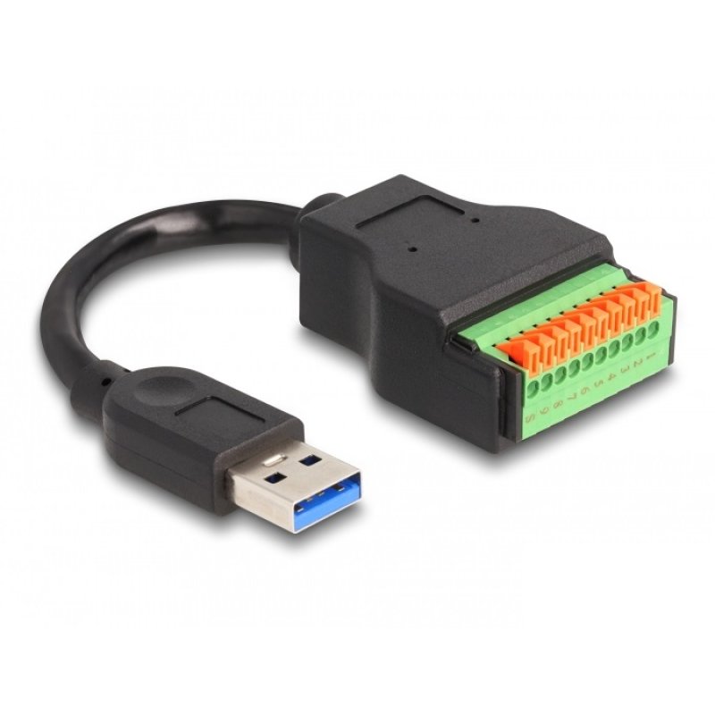 DeLOCK USB 3.2 Gen 1 Cable Type-A male to Terminal Block Adapter with push button 15 cm