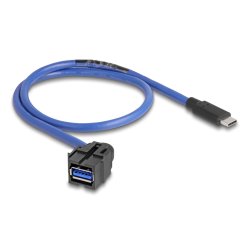 Delock Keystone Modul USB 5 Gbps A Buchse zu USB Type-C™ Stecker mit Kabel