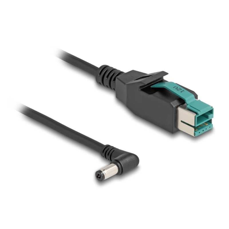 Delock PoweredUSB Kabel Stecker 12 V zu DC 5,5 x 2,1 mm Stecker gewinkelt 2 m