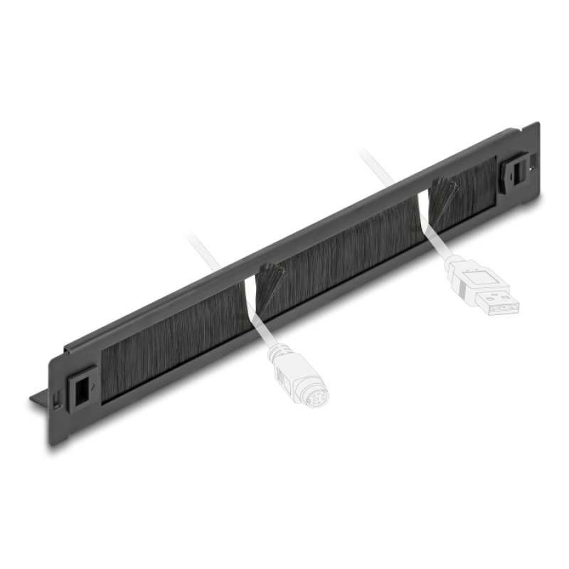 DeLOCK 19″ Brush Strip with cable holder tool free 1U black