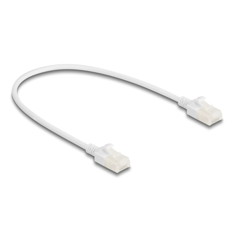 DeLOCK Câble de réseau RJ45 Cat.6A mâle à mâle avec loquet robuste pour utilisation industrielle U/UTP Slim, 0,3