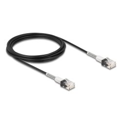 DeLOCK RJ45 Network Cable with double bend protection Cat.6A UTP Slim 3 m black