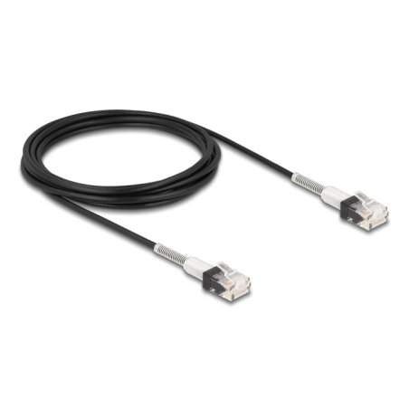 DeLOCK RJ45 Network Cable with double bend protection Cat.6A UTP Slim 3 m black
