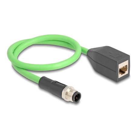 Delock M12 Kabel D-kodiert 4 Pin Stecker zu RJ45 Buchse PUR (TPU) 0,5 m