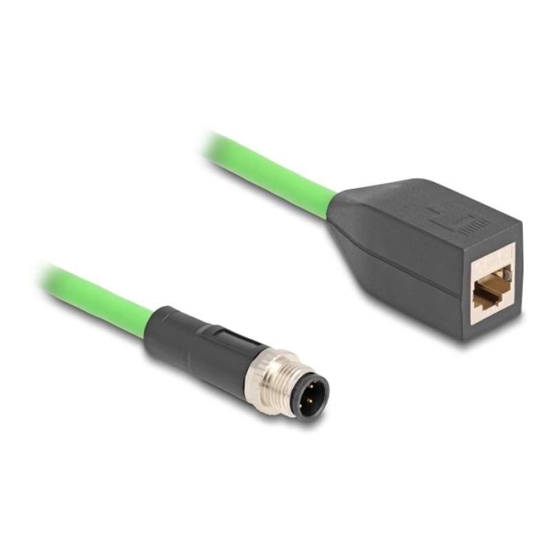 Delock M12 Kabel D-kodiert 4 Pin Stecker zu RJ45 Buchse PUR (TPU) 0,5 m