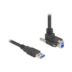 DeLOCK USB 5 Gbps Cable USB Type-A male straight to USB Type-B male with screw distance 22 mm 90° upwards angled 1 m