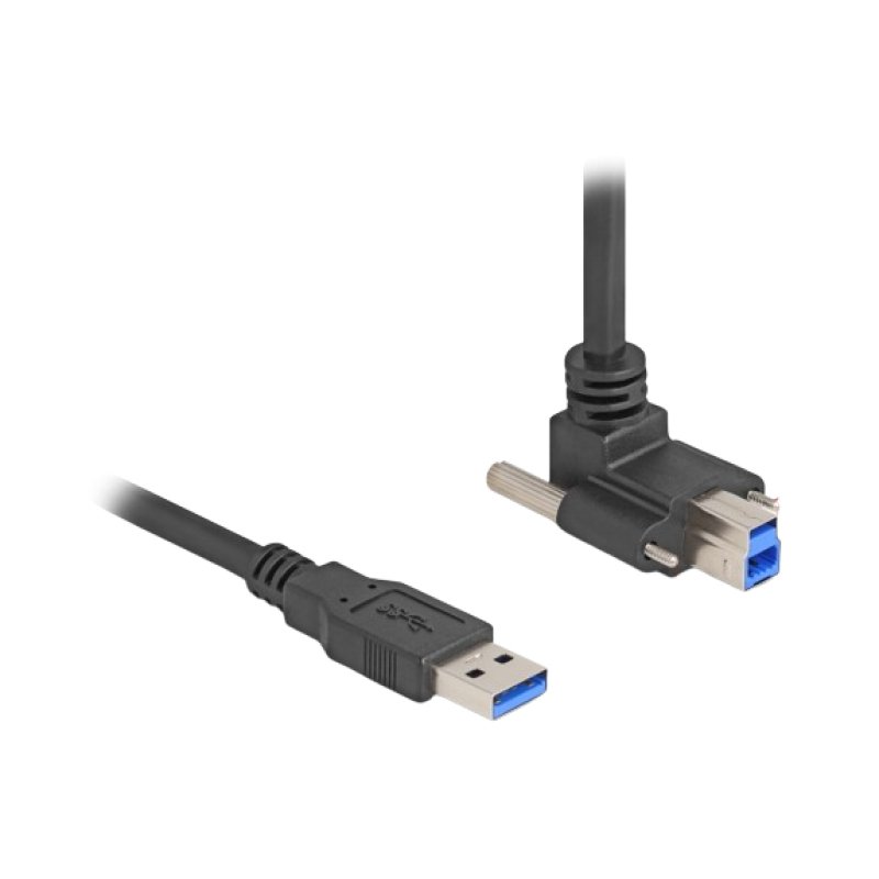 DeLOCK USB 5 Gbps Cable USB Type-A male straight to USB Type-B male with screw distance 22 mm 90° upwards angled 1 m