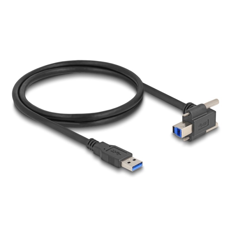 DeLOCK USB 5 Gbps Cable USB Type-A male straight to USB Type-B male with screw distance 22 mm 90° upwards angled 1 m