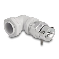 DeLOCK Presse-étoupe PG16 angulé 90° avec décharge de traction et protection de torsion, gris