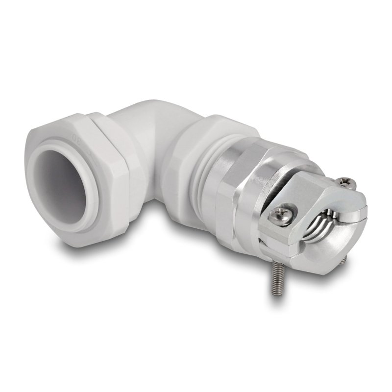 DeLOCK Cable Gland with strain relief and bending protection 90° angled PG16 grey