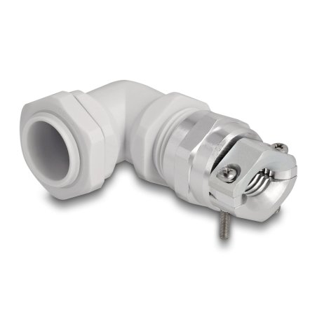 DeLOCK Cable Gland with strain relief and bending protection 90° angled PG16 grey