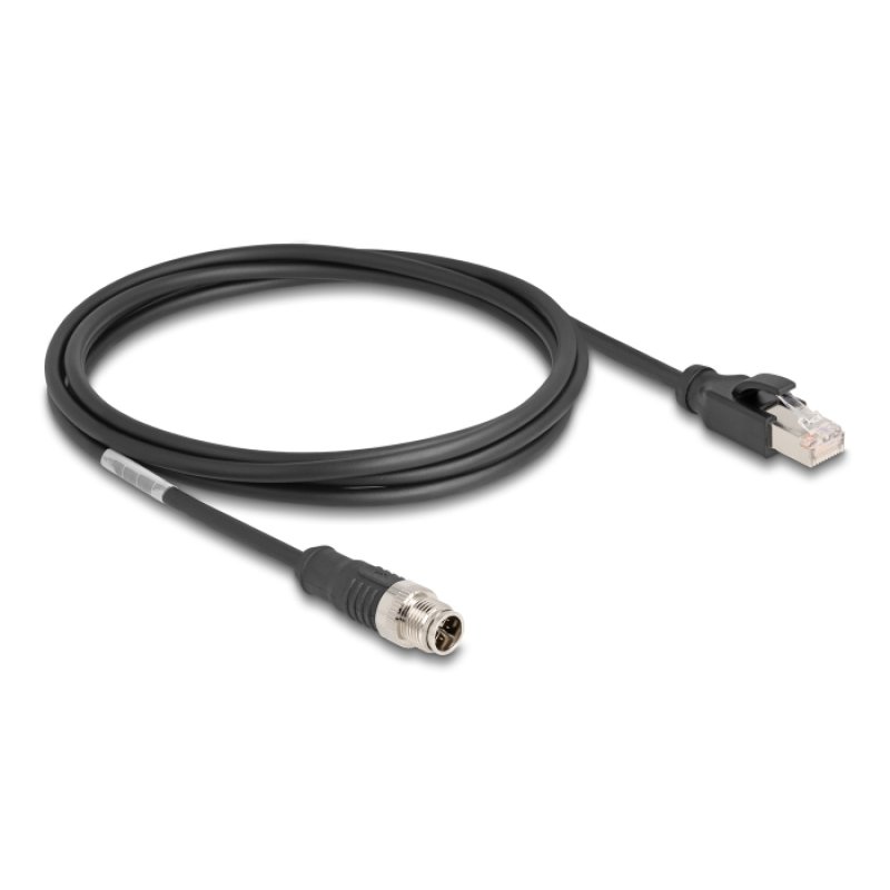 DeLOCK Câble M12 codée X à 8 broches mâle à RJ45 mâle, PVC, 2 m