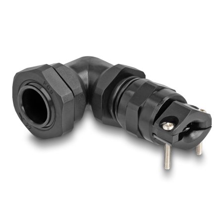 DeLOCK Cable Gland with strain relief and bending protection 90° angled PG9 black