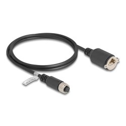 DeLOCK M12 Cable A-coded 8 pin female to RJ45 jack for installation Cat.5e FTP 1 m black