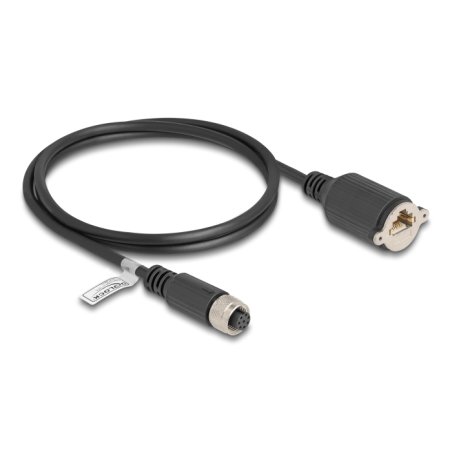 DeLOCK M12 Cable A-coded 8 pin female to RJ45 jack for installation Cat.5e FTP 1 m black