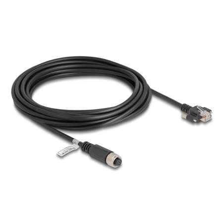 DeLOCK M12 Cable A-coded 8 pin female to RJ45 plug with screws Cat.5e FTP 5 m black
