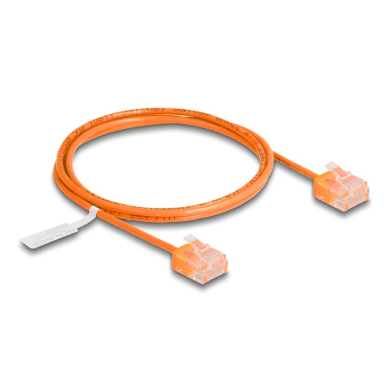 DeLOCK Câble de réseau RJ45 Cat.6 UTP Ultra Slim, 1 m, orange, avec fiches courtes