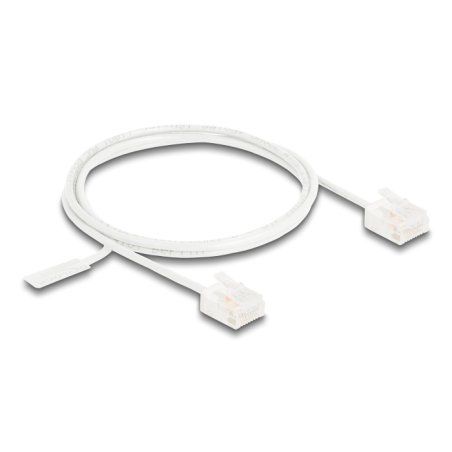 DeLOCK Câble de réseau RJ45 Cat.6 UTP Ultra Slim, 1 m, blanc, avec fiches courtes